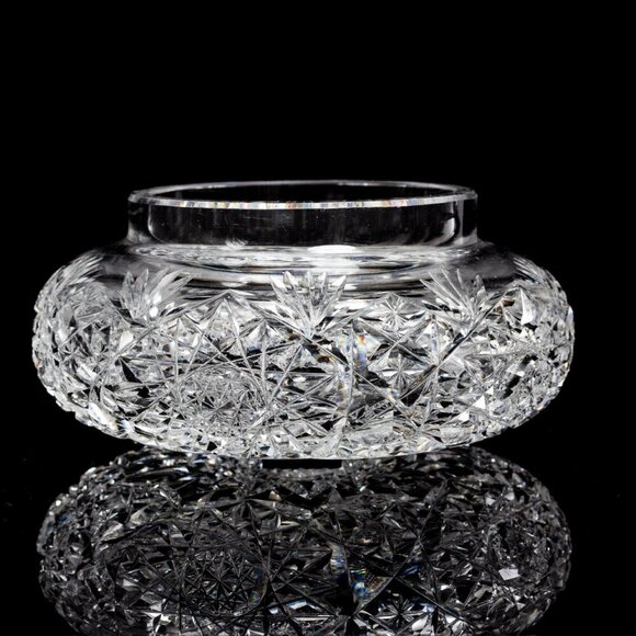 American Brilliant Cut Crystal Vanity Jar | Antique Collectible | Crystal Powder - Picture 1 of 8